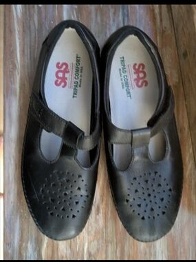 SAS Women's Sz 10 Weave Tripad Black Ez- Strap Soft Step Mary Jane Comfort Shoes